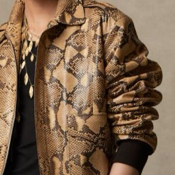 Ralph Lauren 2021 Pre-Fall Collection Lyle Python Skin Bomber Jacket - Picture 8 of 17